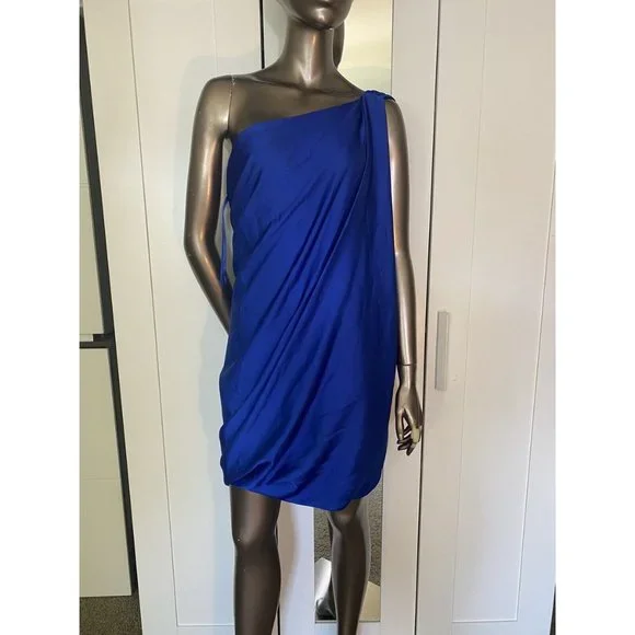 Bcbgmaxazria Dresses | Nwt Bcbg Max Azria Blue Cobalt One Shoulder Size 8 | Color: Blue | Size: 8 | Flaricent_Shop's Closet